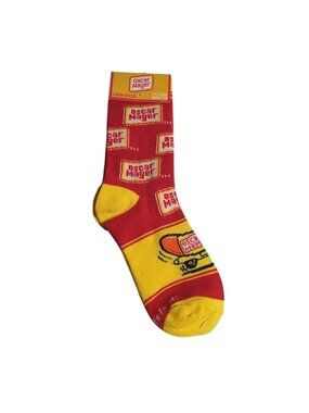 Oscar Mayer Kids Crew Socks Ages 7 To 10 Red Yellow Hot Dog Wienermobile Gift